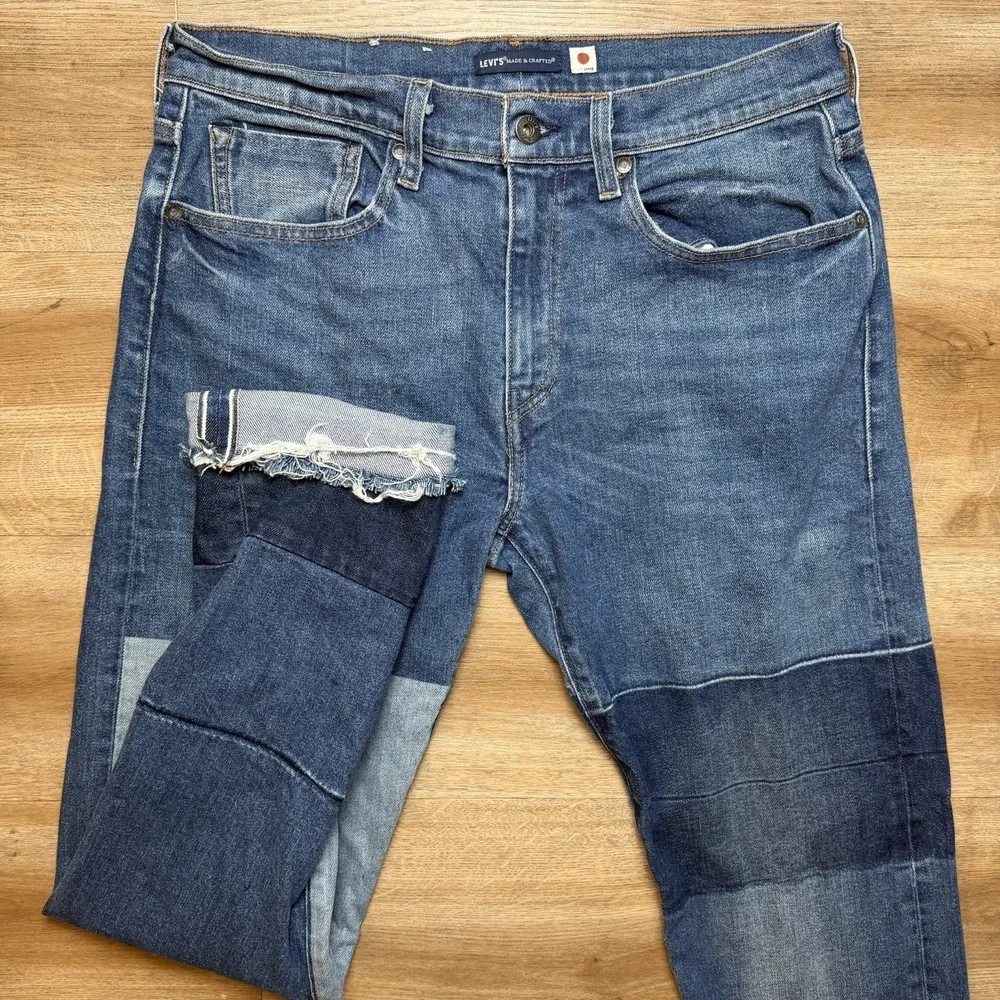 Levis Made &‎ Crafted Selvedge Jeans Men 32x34 502 Taper Japan Patchwork Big E